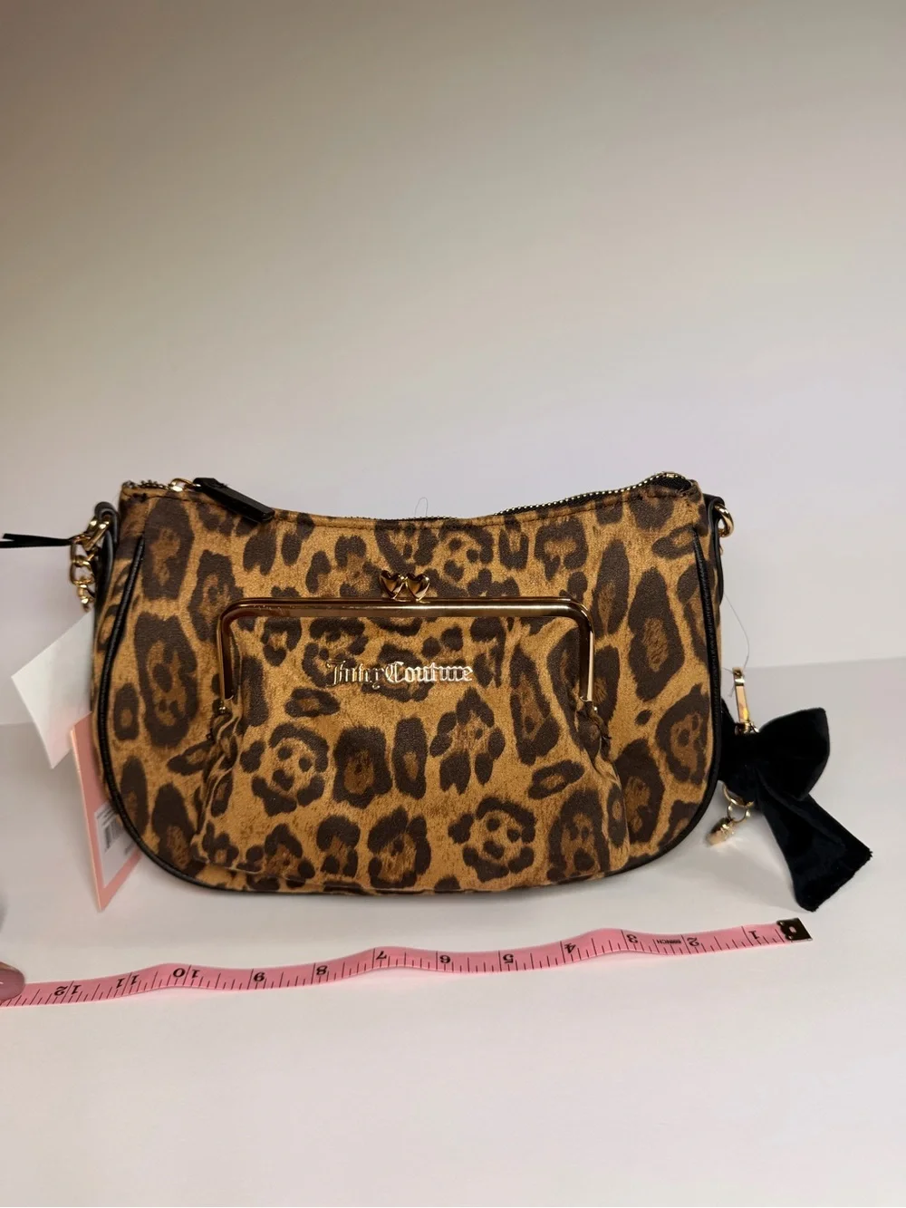 Juicy Couture Leopard-Print Shoulder Bag with Black Bow